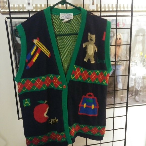 VTG J Knits school Sweater Vest - Picture 1 of 2